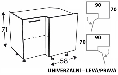 Kuchynská skrinka Mono DRP90x70